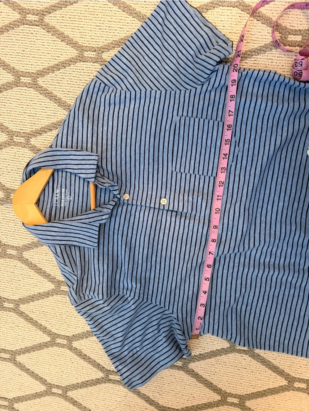 J. Crew Striped Light Blue Polo with Chest Pocket